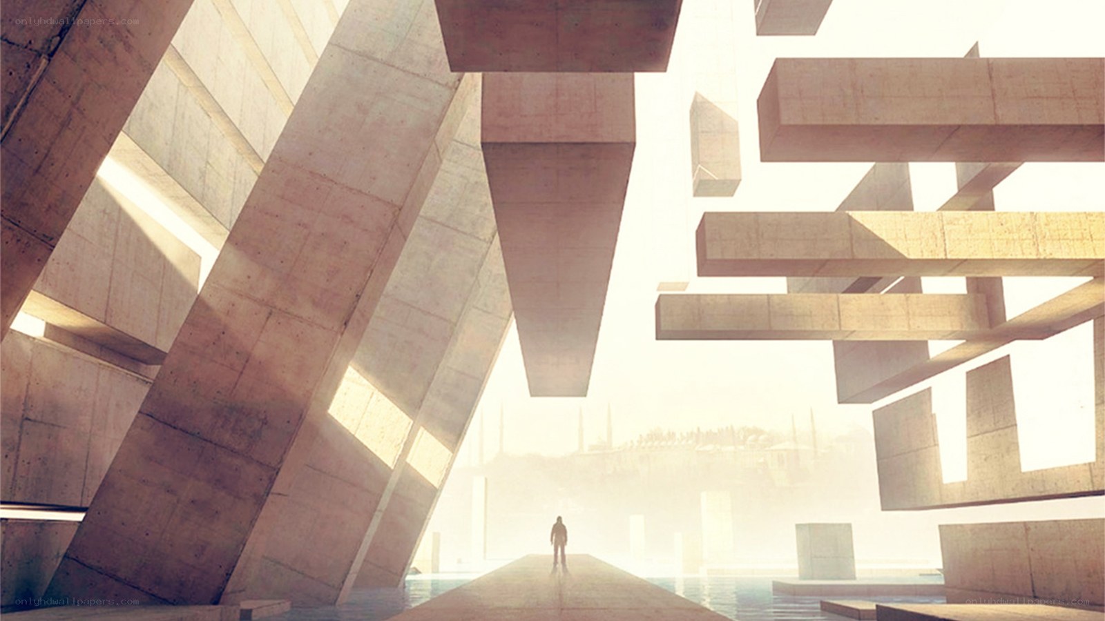 person in a concrete structure