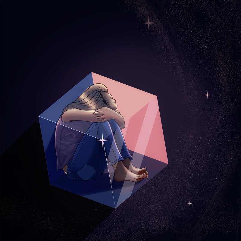 Person in a Crystal Cube
