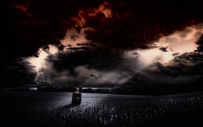 Person in a Field — Black