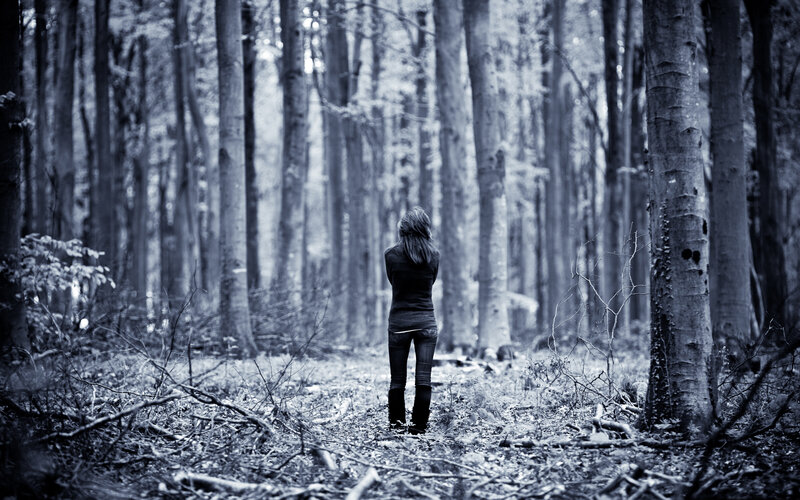 Person in a forest