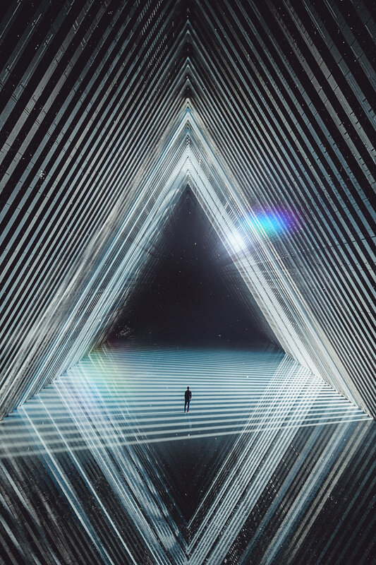 Person in a Geometric Tunnel