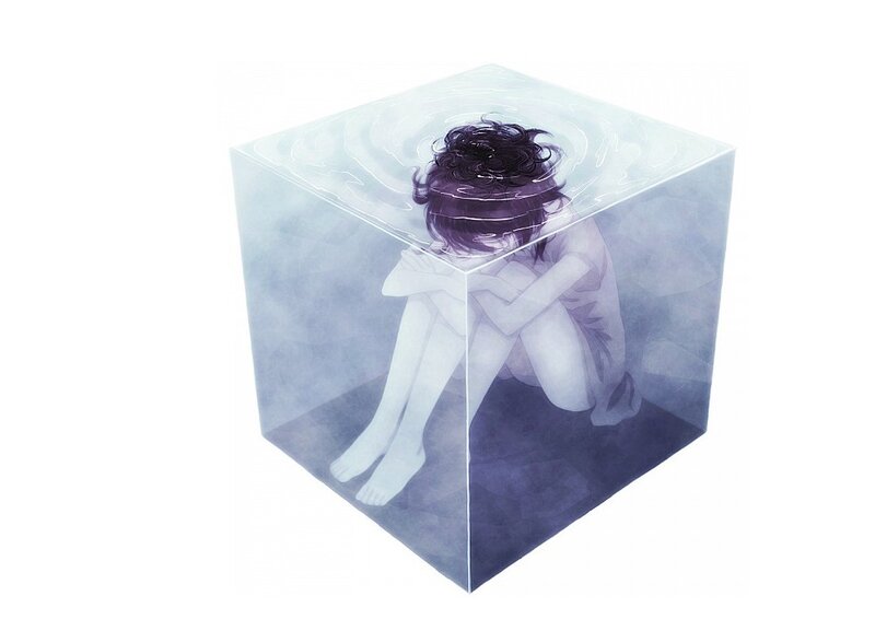 Person in a Glass Cube — White
