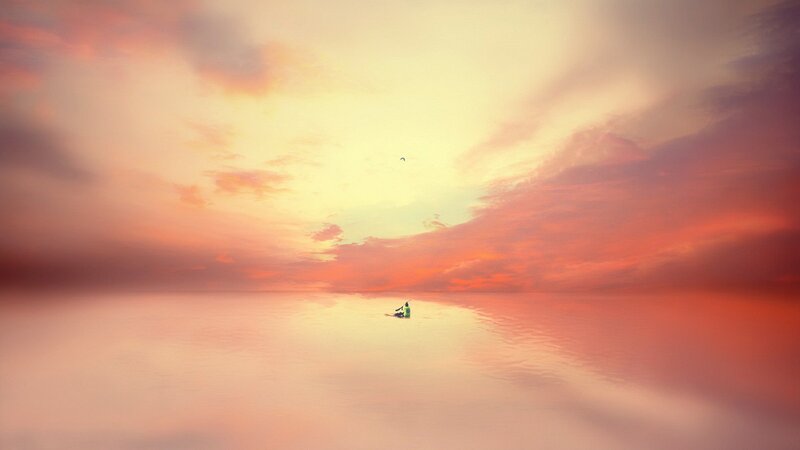 Person in a Kayak — Orange, Serene