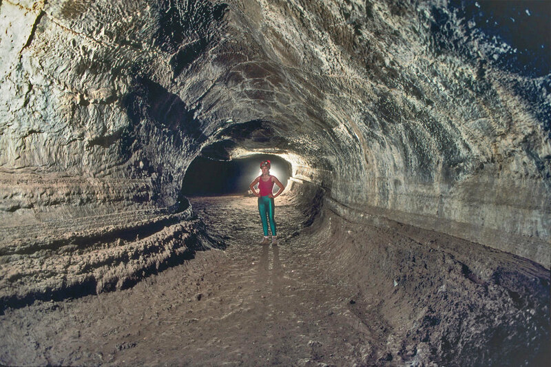 Person in a lava tube