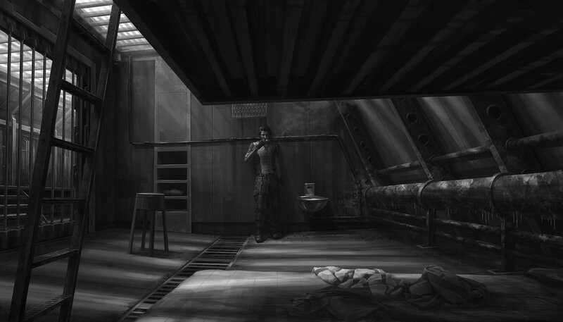 Person in a Prison Cell