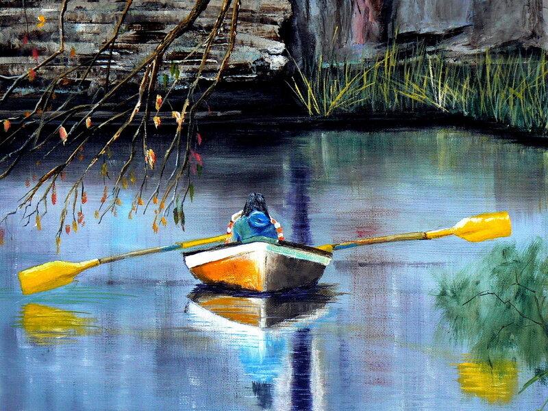 Person in a Rowboat — Blue
