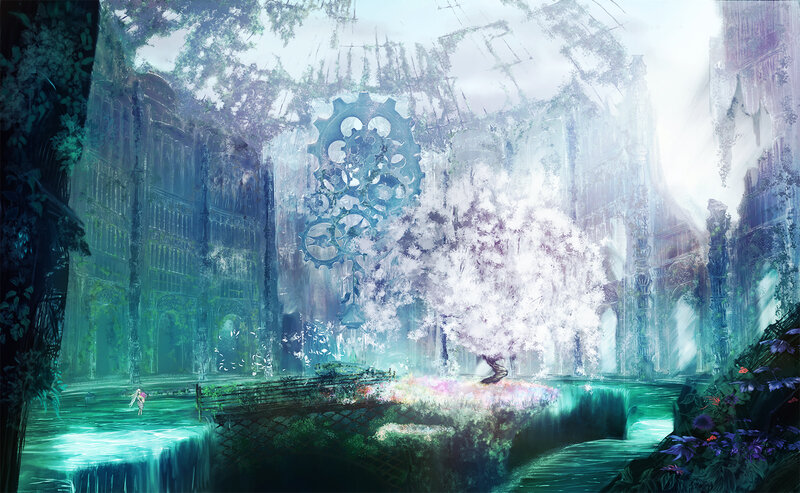 Person in a Ruined City — Green