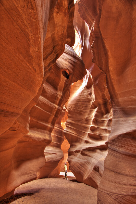 Person in a sandstone canyon