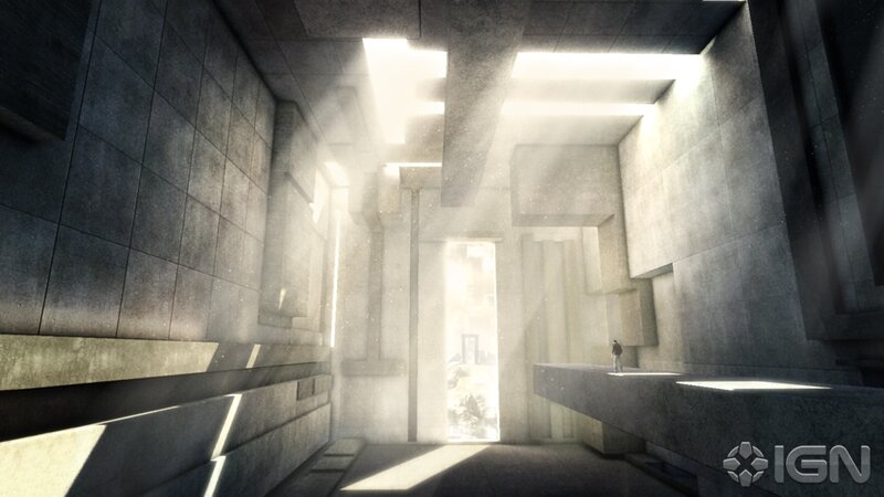 Person in a Stone Corridor