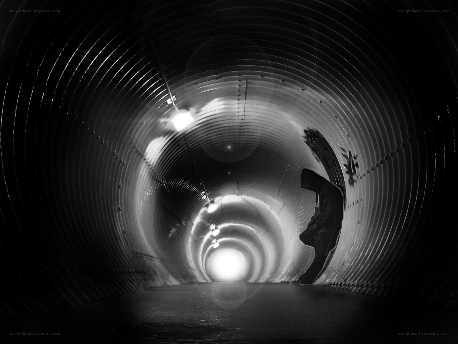 person in a tunnel