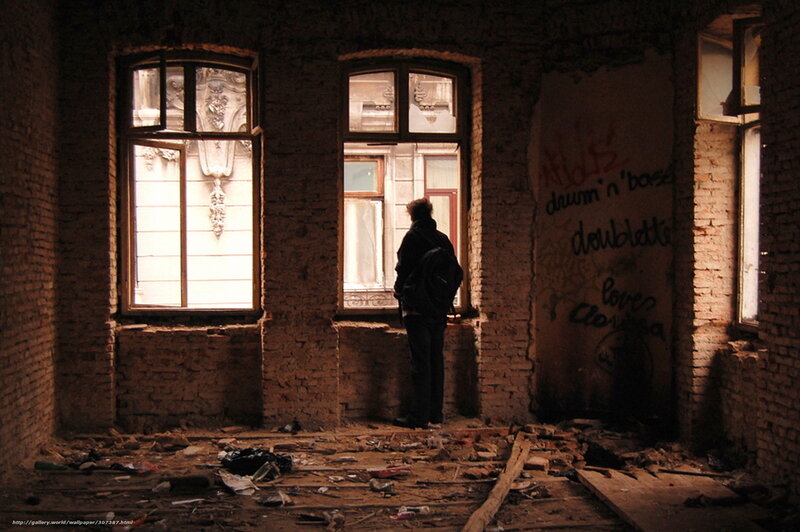 Person in Abandoned Building — Brown