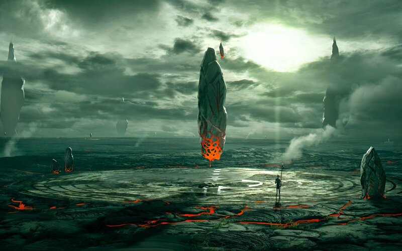 Person in Alien Landscape — Green