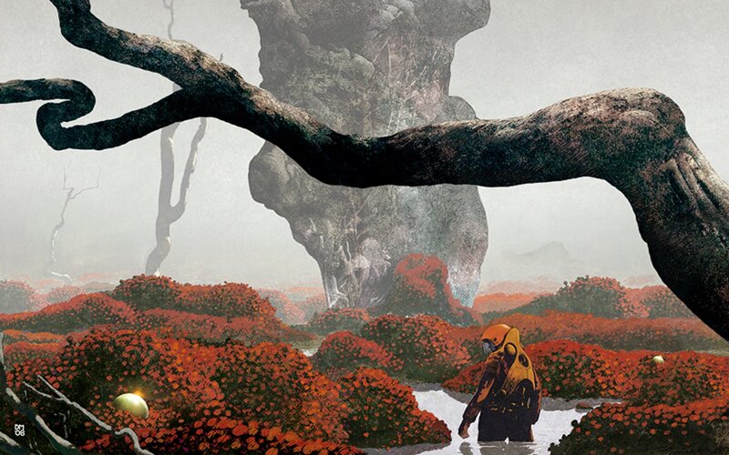 Person in Alien Landscape — Red