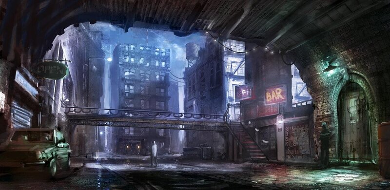 Person in Alleyway — Blue