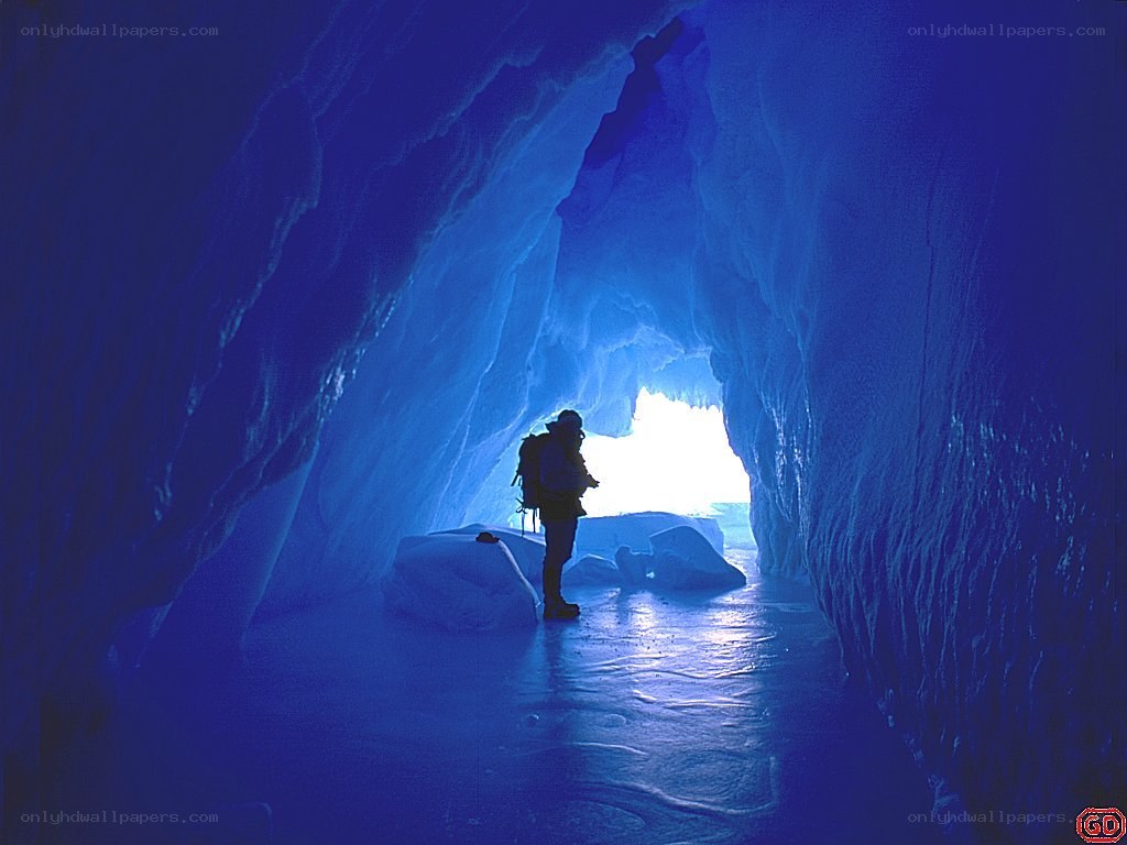 Person in an ice cave