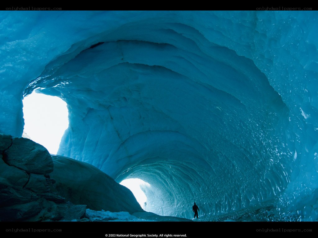 Person in an ice cave