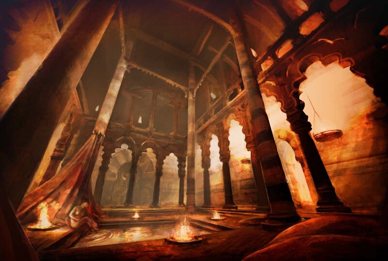 Person in Ancient Hall