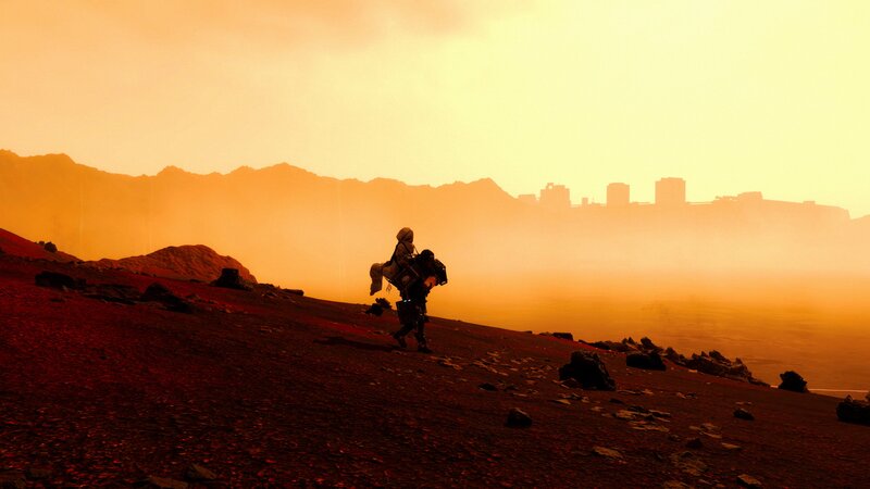 Person in Armor Walking — Orange