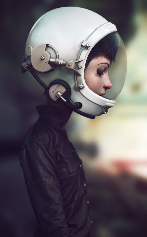 Person in Astronaut Helmet — White