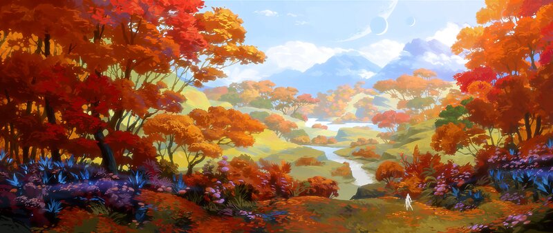 Person in Autumn Landscape — Orange