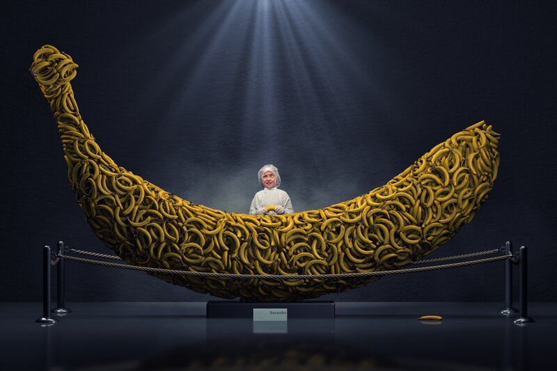 Person in Banana Sculpture