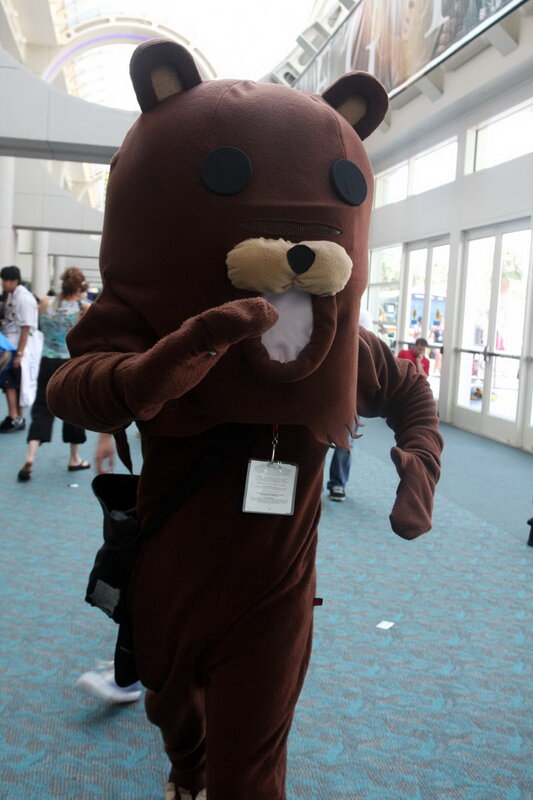 person in bear costume at convention