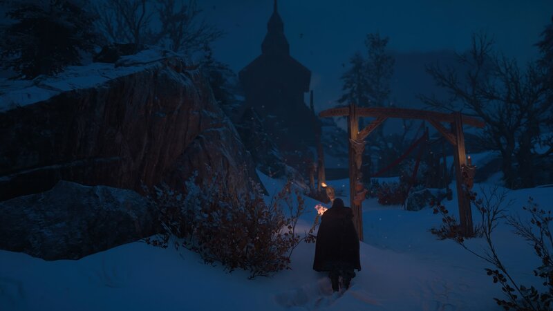 Person in Black Cloak — Blue, Dark, Cold