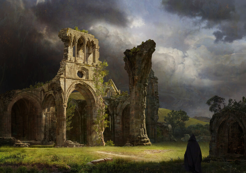 Person in Black Cloak — Green, Dramatic