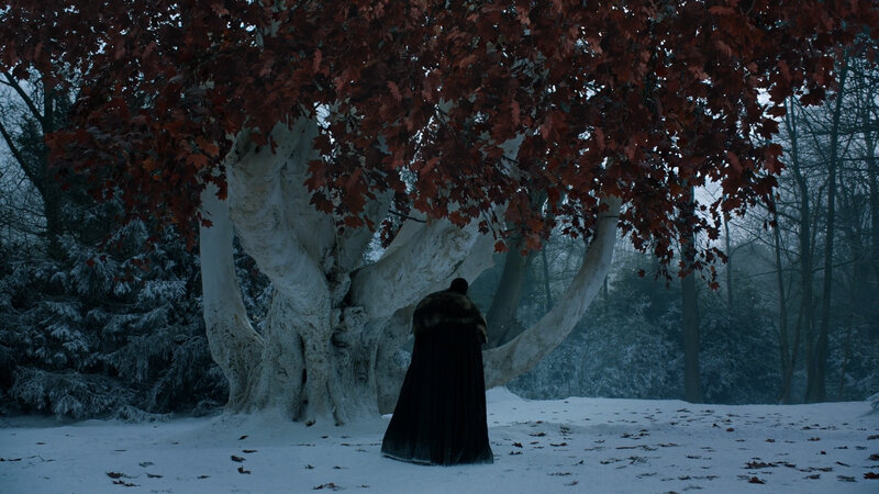 Person in Black Cloak — White, Dramatic