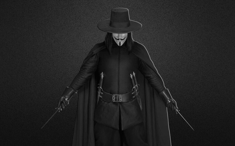 Person in Black Costume — Dramatic, 3d Render