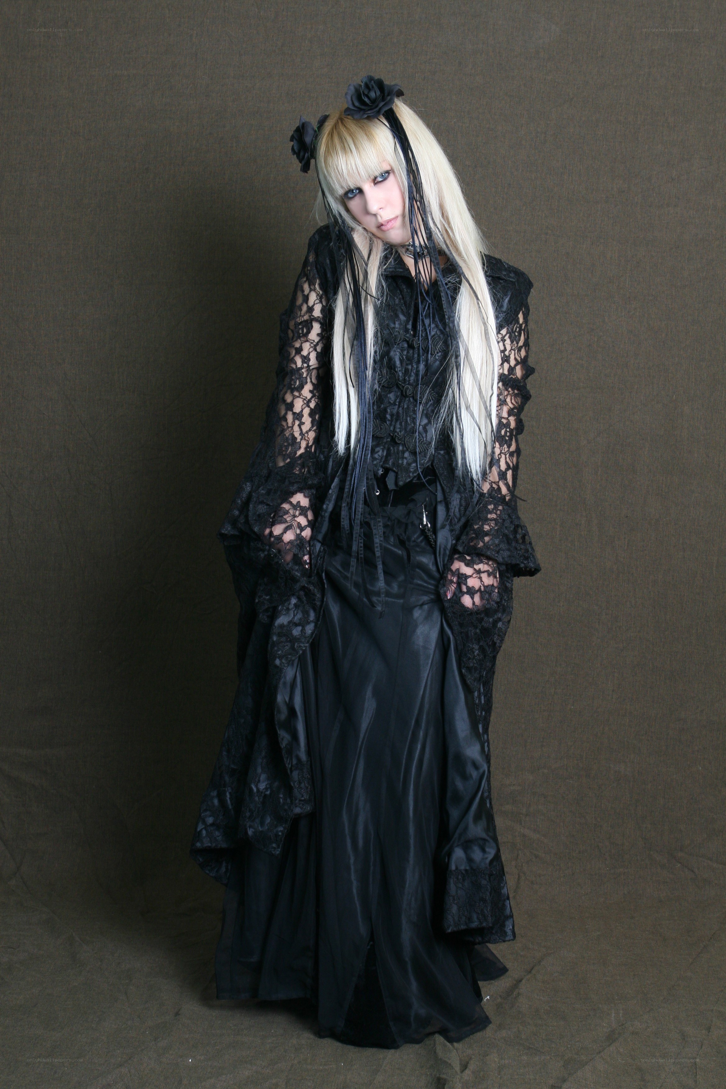 person in black gothic dress