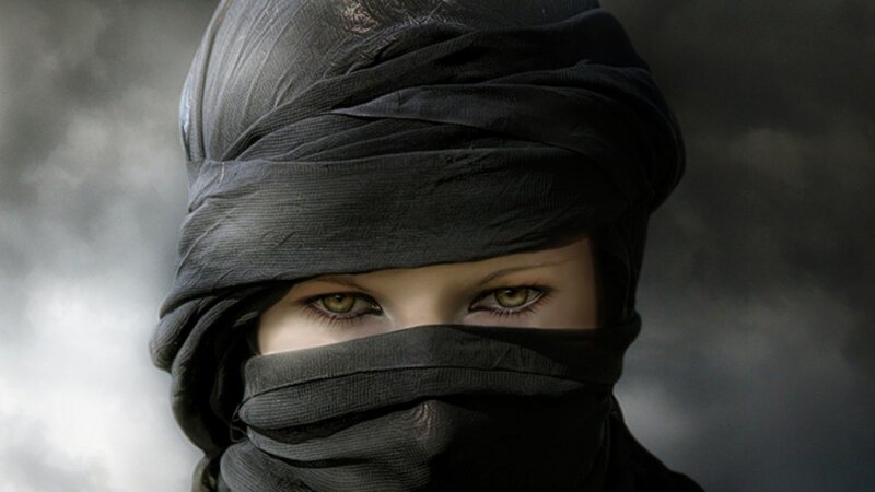 person in black headscarf