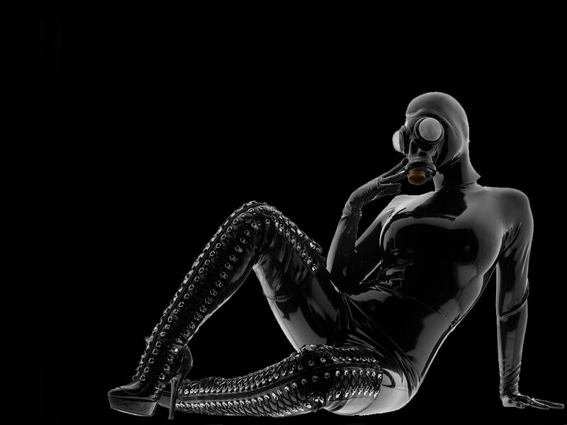 Person in Black Latex Suit — Dramatic