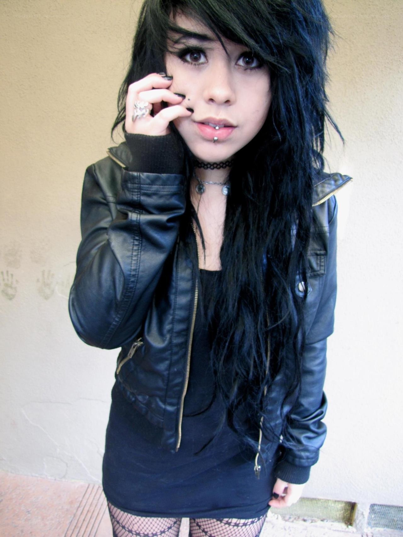 person in black leather jacket