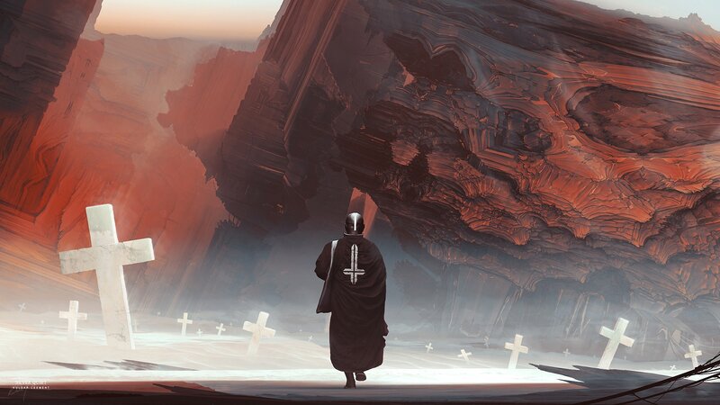 Person in Black Robe — Red, Dramatic
