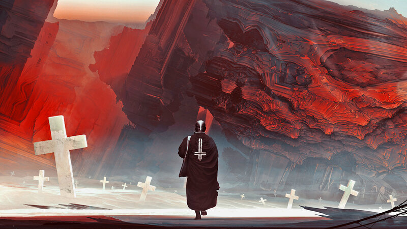 Person in Black Robe — Red