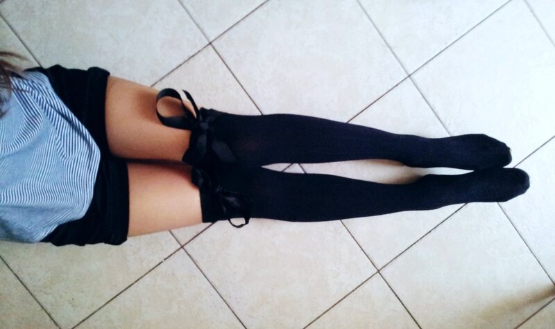 person in black stockings