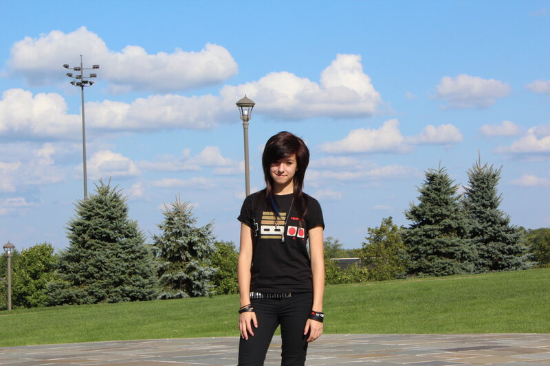 Person in Black T-shirt — Blue