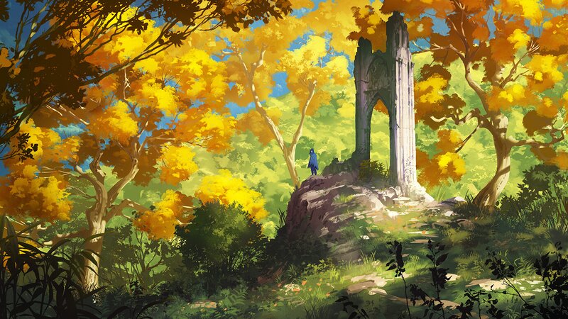 Person in Blue Cloak — Yellow