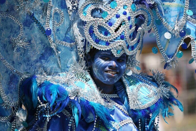 Person in Blue Costume — Festive
