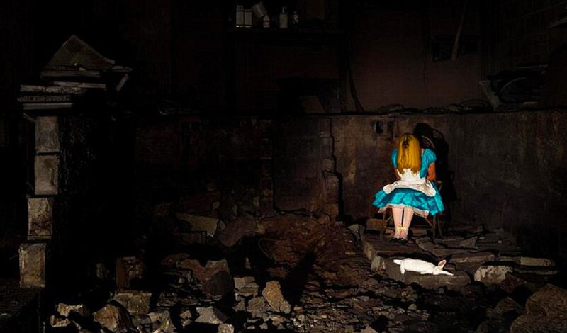 Person in Blue Dress — Dramatic, Night