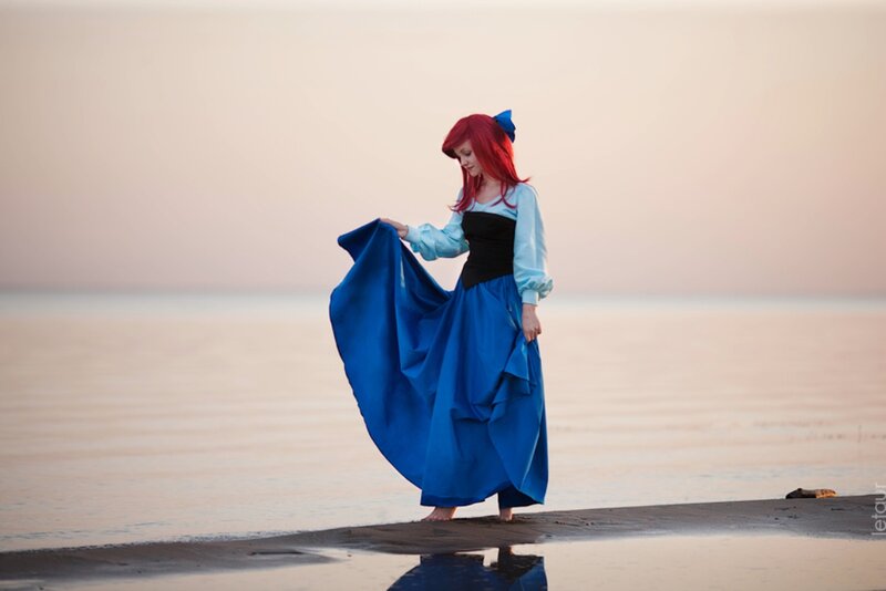 Person in Blue Dress — Serene, Sunset