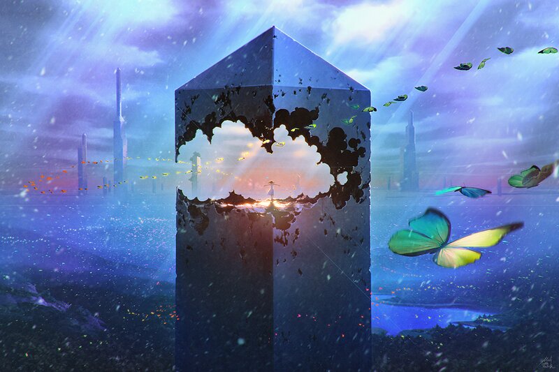 Person in Broken Tower