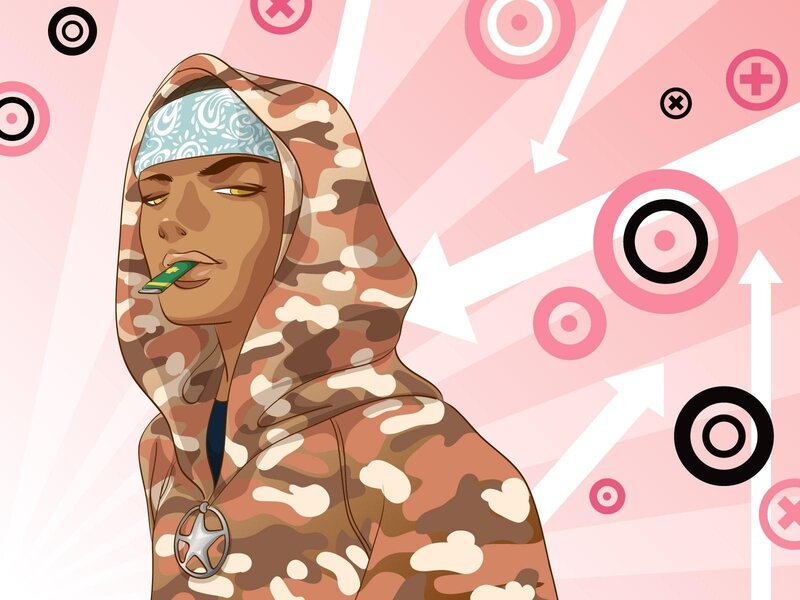 person in camouflage hoodie