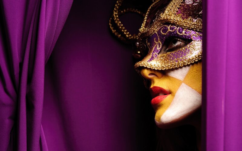 Person in Carnival Mask — Purple, Dramatic