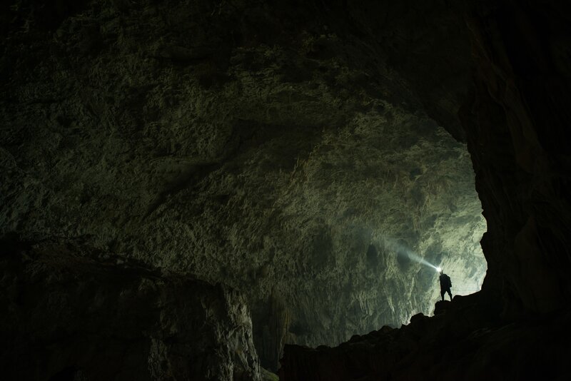 Person in Cave — Black, Dramatic, Night