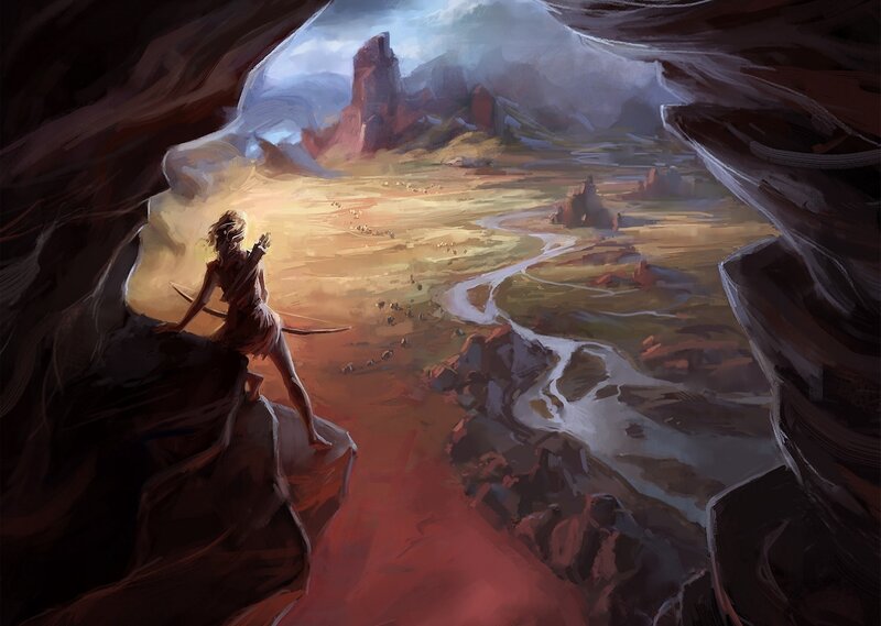 Person in Cave Looking Out