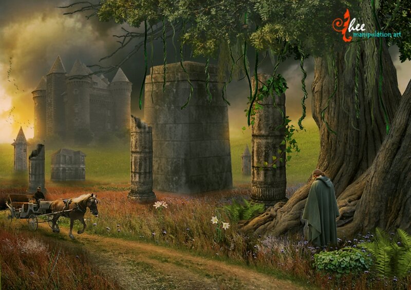 Person in Cloak Near Tree