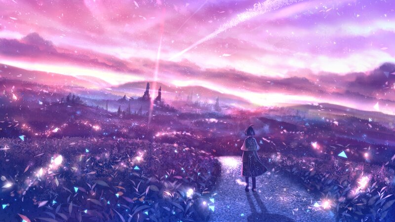 Person in Cloak on Path — Purple