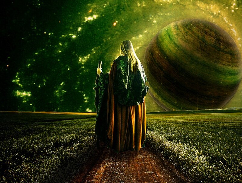 Person in Cloak on Path